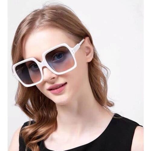 Womens Sunglasses 2021 Trending American Style Vintage White Big Box Square Glasses Vogue Luxury Man Driving Eyeglasses UV400