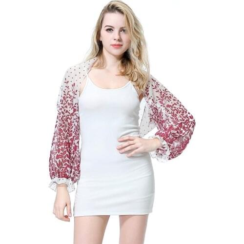 Women Leaf Dot Print Summer Beach Long Sleeve Sunscreen Cardigan Cover Up Shawl Loose Fit Cool Thin Long Sleeves Shawl For Beach