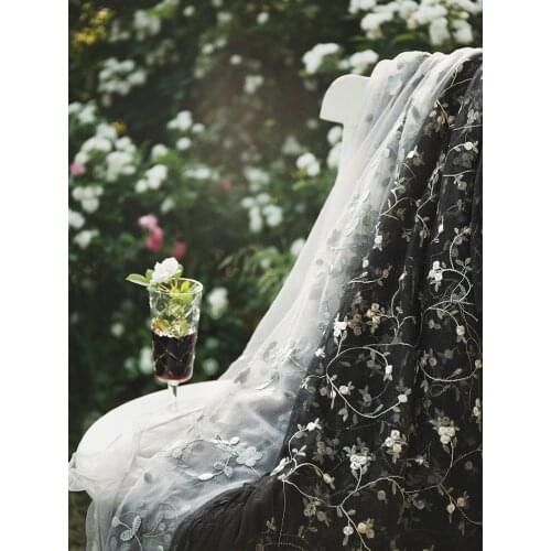 0.5M Broken flower embroidery lace cloth high-grade clothing underwear dress black mesh lace dress accessories