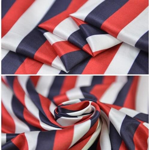 100cm*135cm Striped Printed Cotton Satin Cotton Real Silk Fabric