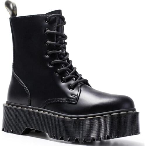 2021 Womens Winter Boots Genuine Leather platform Boots Black Ankle Boots Motorcycle Thick Heel D Boots CLK