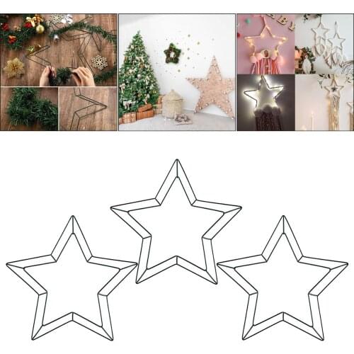 3PCS 12'' Metal Star Wire Wreath Frames for Independence Day Valentines St