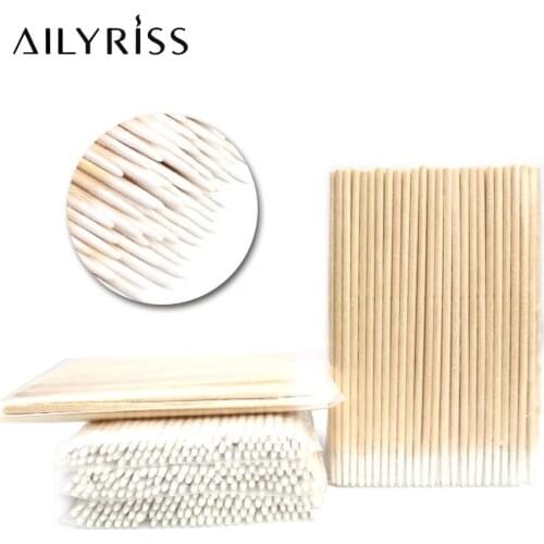 300pc Disposable Cotton Swab Lint Free Micro Brushes Wood Cotton Buds Swabs Ear Clean Stick Eyelash Extension Glue Removing Tool