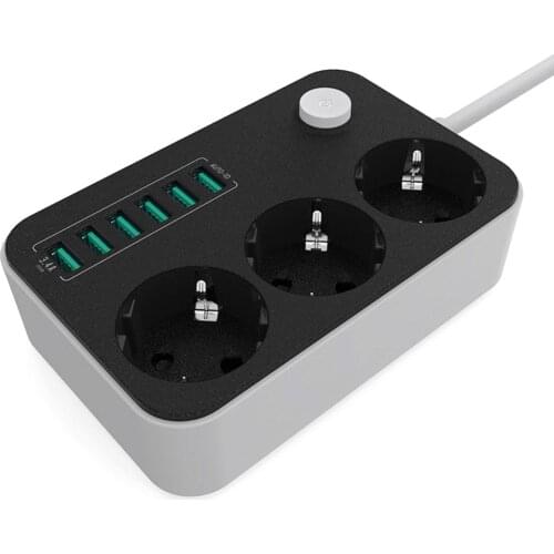 6 USB Ports Socket Charger Extension power strip Cord Charging Ports 2500W 10A Power Strips extension EU Plug Outlet for sockets