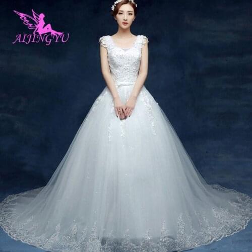 AIJINGYU 2021 communion Customized new hot selling cheap ball gown lace up back formal bride dresses wedding dress WK527