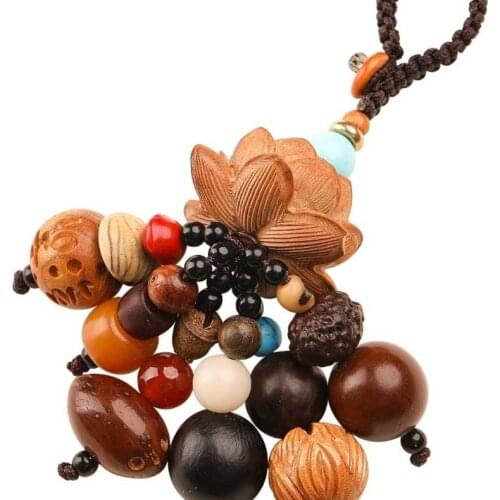 Car keychain Hanging Lotus Decoration, Dangling Lotus Ornaments Vehicle key Accessory Pendant Amulet Pray for Luck Safety