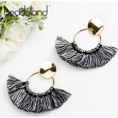 Beadsland Drop Earrings Thread Tassels Round Desgin Fashion Hyperbole Women Girls Dancing Party Christmas Gift 39285