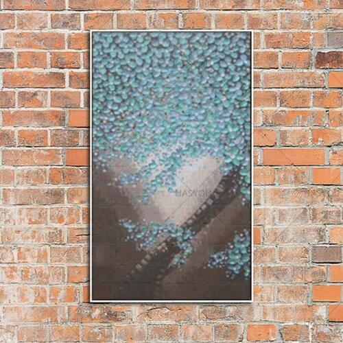 Large 100% hand-painted abstract Vertical blue flower tree oil painting canvas decoration picture wall art modern home paintings