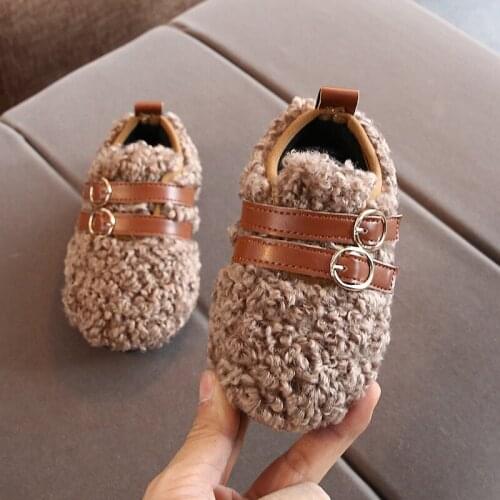 Childrens Shoes Plus Velvet Fur Shoes 2019 Winter New Girls Soft Bottom Princess Shoes Warm Non-slip Baby Shoes B480
