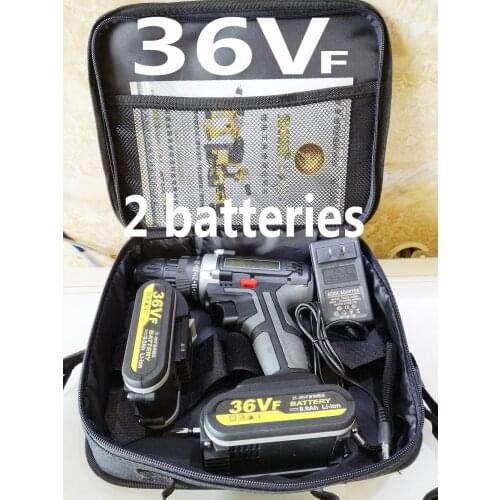 36V Cordless Electric Drill 550/2550r/min 8000mAh 2 Li-ion Rechargeable Batteries 2 Speed Adjustment Brushless Drill Screwdriver