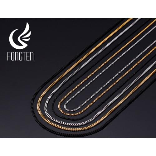 Fongten Vintage Link Chain Stainless Steel Necklace Men Black Gothic Chains Necklaces Male Fashion Jewelry