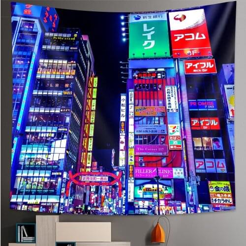 Osaka City Nightlife tapestry bedroom wall hanging home decor Bohemian decorative Hippie printed sheet