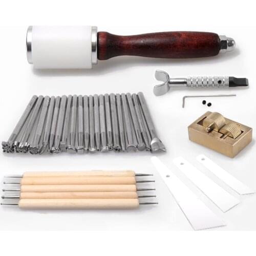 Leather Carft Carving Tools Leather Printing Cutting Knife Hammer Leather Handmade Swivel Knife Tool Storage Box DIY Supplies