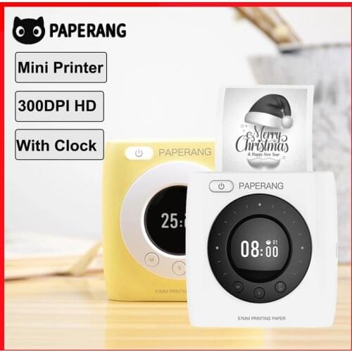 PAPERANG P2S Mini Pocket Printer with Clock Function 300dpi HD BT Wireless Thermal Photo Printer for Picture Memo Note Label