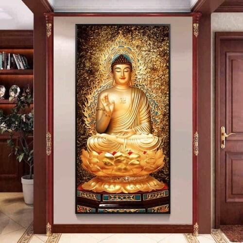 Golden Buddha Canvas Art Paintings Modern Wall Art Pictures for Home Living Room Decor Large Size