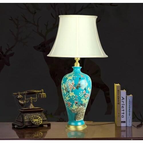 Flower and bird Jingdezhen Chinese ceramic table lamp bedroom living room dining room decoration table lamp ceramic