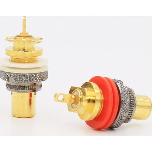 Red+White RCA Female Socket Chassis RCA CMC Female Connector Phono Copper Plug Amp HiFi