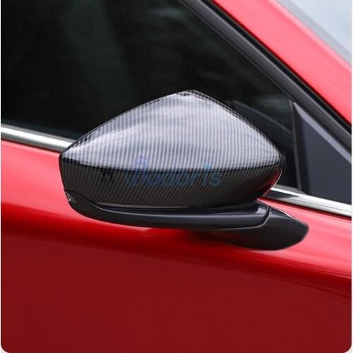 Side Door Mirror Cover Carbon Fiber Look Rear View Rearview Caps Trim Frame Decorate For Mazda CX-30 CX30 2020 2021 Accessories
