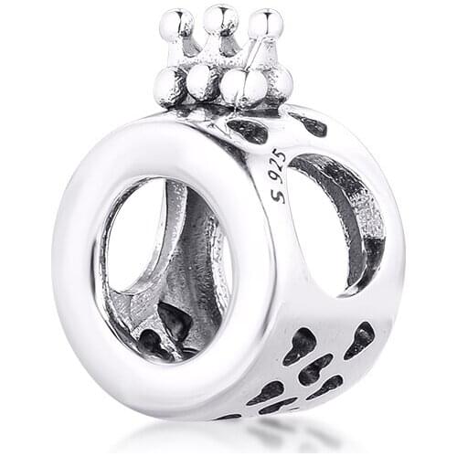 Logo & Crown O Charm for Bracelets Jewelry pendant lady 925 Sterling Silver Beads for Jewelry Making