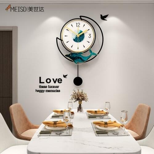MEISD Clocks Wall Home Decor Dolphin Designer Watch Hanging Decoration Colorful Modern Design Horloge Free Shipping