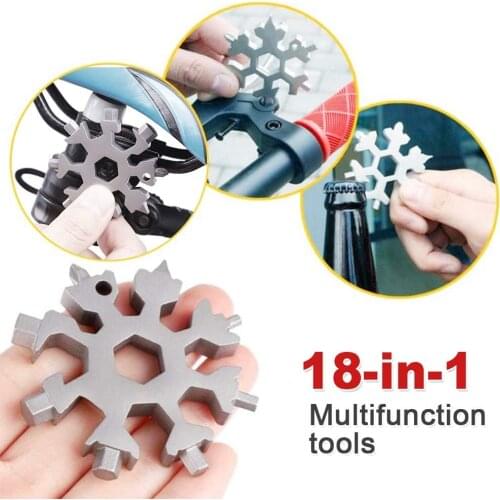 18-in-1 Snowflake Multi Tool Pocket Stainless Steel Multitool Edc Tool Card Hex Wrench Screwdriver Bottle Opener Christmas Gift