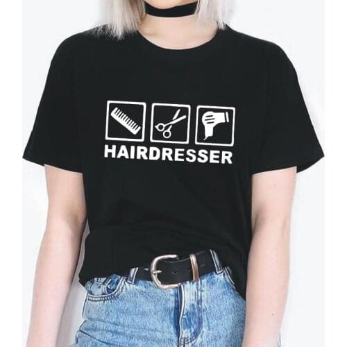 Fashion Women Tshirt Short Sleeve Hipster Hairdresser T Shirt Women Tops Girls Woman Scissors Tee Shirt Femme Camisas Mujer