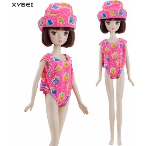 Fashion Pink Swimwear Summer Beach Bathing Bikini Swimsuit Swimming Cap Clothes For Kurhn Doll 11" 11.5" Dollhouse Accessories