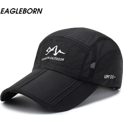 NEW Men Fishing cap Running Cap Sun Visor Baseball Cap Folding Hat Snow Mountain Logo Breathable Classic Sports Summer Thin Cap