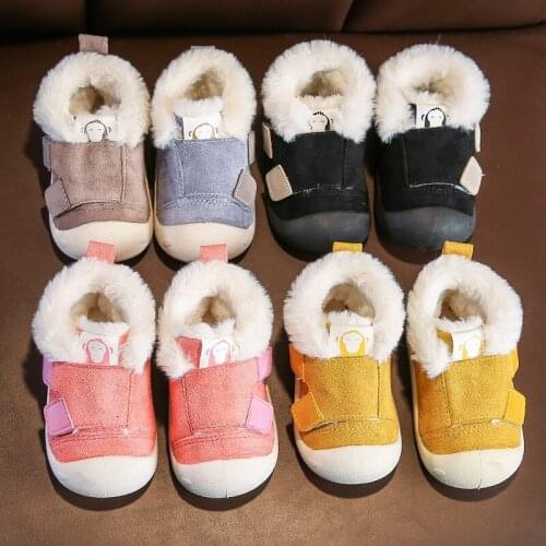 New winter baby shoes first walkers boy Non-slip Kids Boots Shoes newborn baby girl shoes Warm Plush infants soft sole SH20002