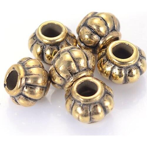 Wholesale 9MM Plating Acrylic Antique Design Spacer Large Hole Beads For Women Diy Bracelet Bangle Jewelry Making Accessories