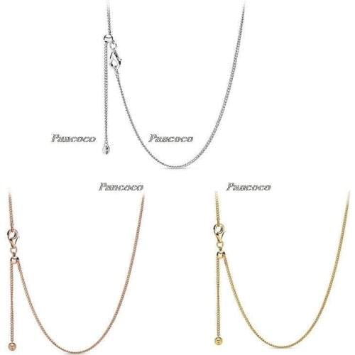 925 Sterling Silver Classic Rose Gold Optional Necklace For Women Wedding Party Gift Pandora Jewelry