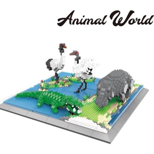 Penguin Panda Micro Building Block Shark Polar Bear Tiger Lion Cattle Sheep Horses Monkey Elephant Brick Kids Toys