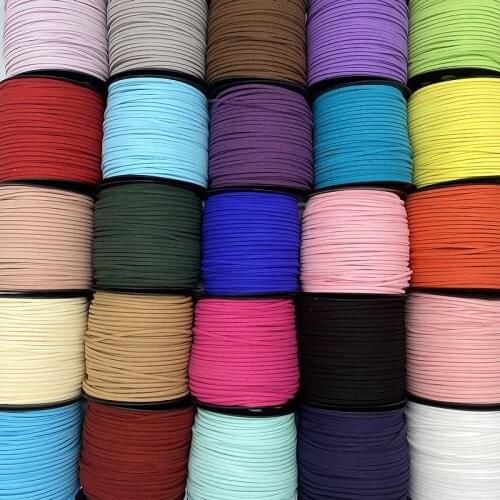 3mm 5yards/lot Flat Faux Suede Braided Cord Korean Velvet Leather Handmade Thread String Rope For DIY Jewelry Making Supplies