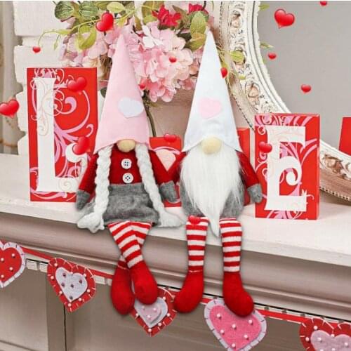 Valentines Day Present Gnome Doll Plush Elf Decorations Mr and Mrs Handmake Scandinavian Tomte Table Ornament SN3624