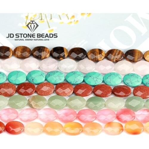 Faceted Oval Shape Natural Gemstone tiger eye stone Amethyst Semi-precious stone for Jewelry Making Necklace Bracelet Accessory