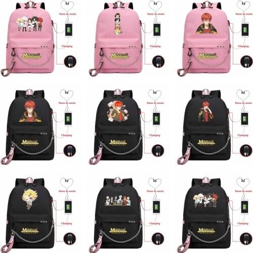 Hot Anime Boys Girls USB Backpack Kids Teens School Bags Bookbag Game mystic messenger Laptop Travel Shoulder Fashion Mochilas