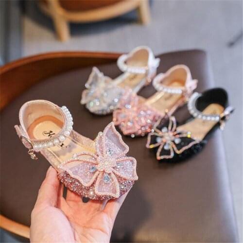 Girls Sandals 2021 New Summer Fashion Little Girl Princess Sandals Children Bow Sandals Sparkle diamond Baby Show Kids Shoes