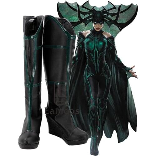 Movie Thor Ragnarok The Thor 3 Hela Fancy Custom Made Boots Cosplay Halloween Party Shoes Black High Custom Made Boots