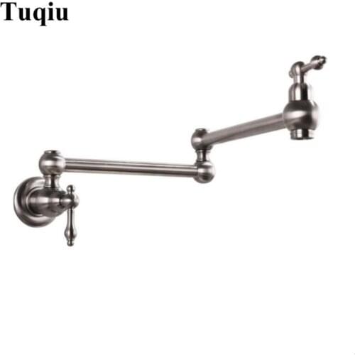 Foldable Kitchen Sink Mixer Tap Brass Nickel /Chrome Finished Single Cold Wall Mounted Foldable Basin Faucet Sink Tap