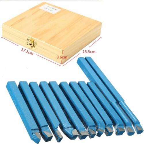 11pcs/Set 8/10/12/16mm Carbide-Tipped Lathe Tool Blue Brazed Carbon Turning Tools Durable Grooving Machine Parts