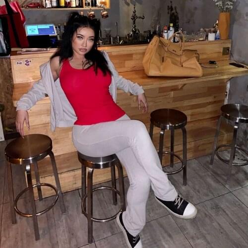 3 Colors Thin Retro Y2k Towel Loop Fabric High Elastic Zipper Hooded Sweater And Trousers Suit