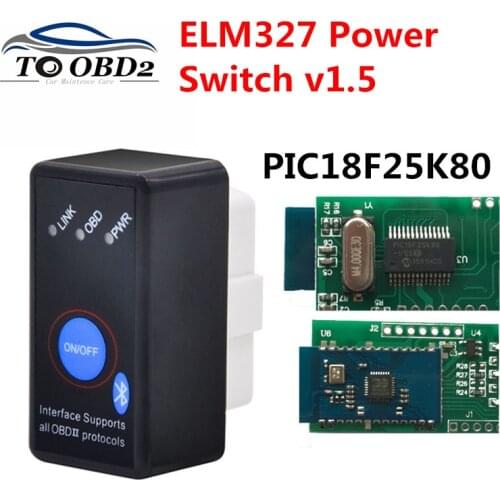 V1.5 MINI ELM327 Bluetooth ON/OFF Switch with PIC18F25K80 chip ELM 327 Version 1.5 OBD2/OBDII for Android Torque Car Code Scanne