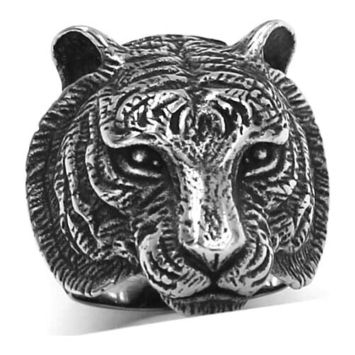 Vintage Tiger Ring Stainless Steel Jewelry Classic Cool Animal Tiger Biker Mens Ring Wholesale 961B