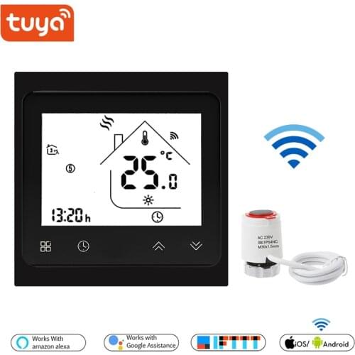WiFi Thermostat Temperature Controller LCD Touch Screen Backlight for 3A Water Floor Heating Works with Alexa Google Home Voice