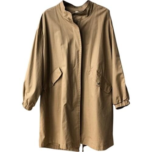 Womens Windbreaker Spring Autumn New Arrivals Drawstring Casual Loose Female Trench Coats Casual Long Coats Woman Clothes