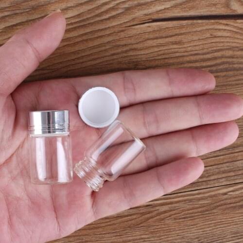 10pcs 5ml 22*35mm Cute Clear Glass Bottles with Silver Caps Perfume Bottle Empty Tiny Glass Jars for Wedding favors
