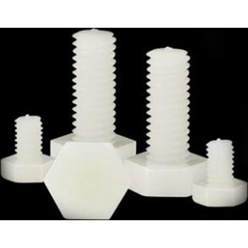 10Pcs M16 PA66 Outer Hexagonal Nylon Screw Acid Alkali Resistant Plastic Bolts Corrosion Resistant 15mm-40mm Thread Length