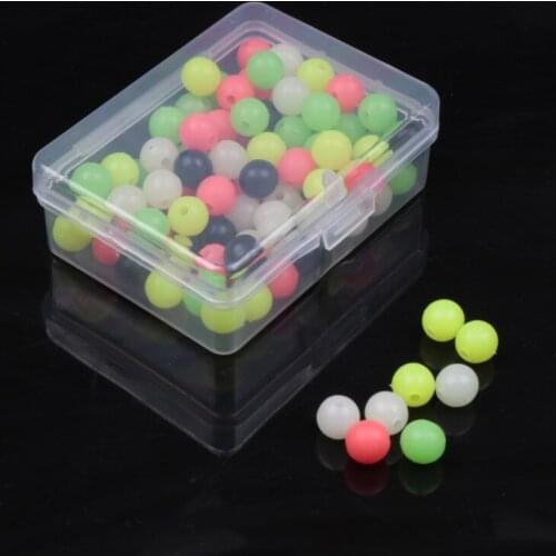 100pcs Soft Fishing Beads Stopper 6mm/8mm Luminous Round Fishing Space Beans Stops Soft Rig Lure