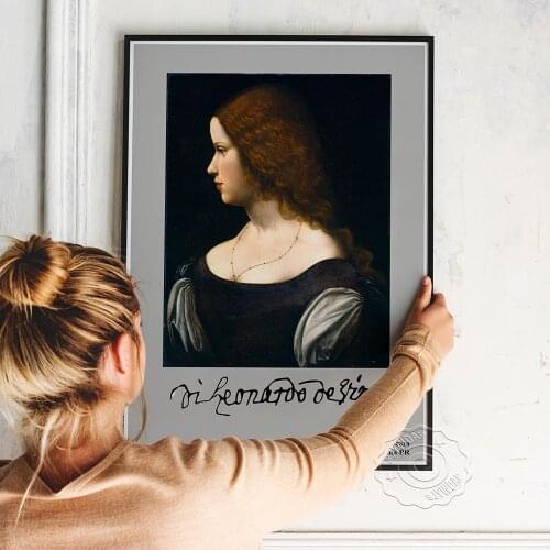 1999 Leonardo Da Vinci Galleria Nationale Di Parma Retro Exhibition Poster, Young Lady Portrait Canvas Painting, Nordic Wall Art