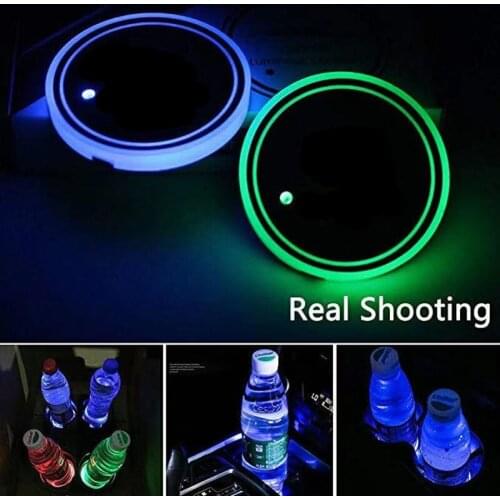 2Pcs For Jaguar XF X250 X260 XJ X300 X350 X351 XK X150 XE F-Pace F-Type Car Logo LED Cup Holder Pad RGB Water Mat Coaster Light